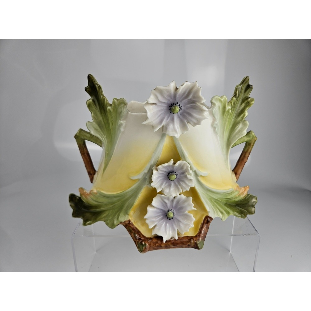 Art Nouveau Style Sculptural Floral Vase‎ Relief Sculptural Gorgeous!!